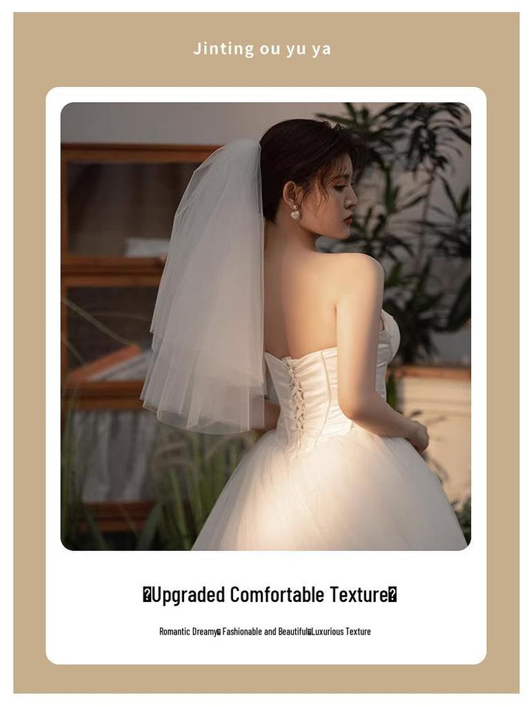 2025 Ethereal Korean Style Bridal Wedding Veil - Simple & Elegant Tulle Design