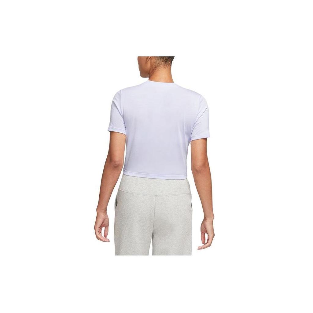 Nike Letter Logo Print Short Sleeve Crop Top Women tops Purple DZ3750-536