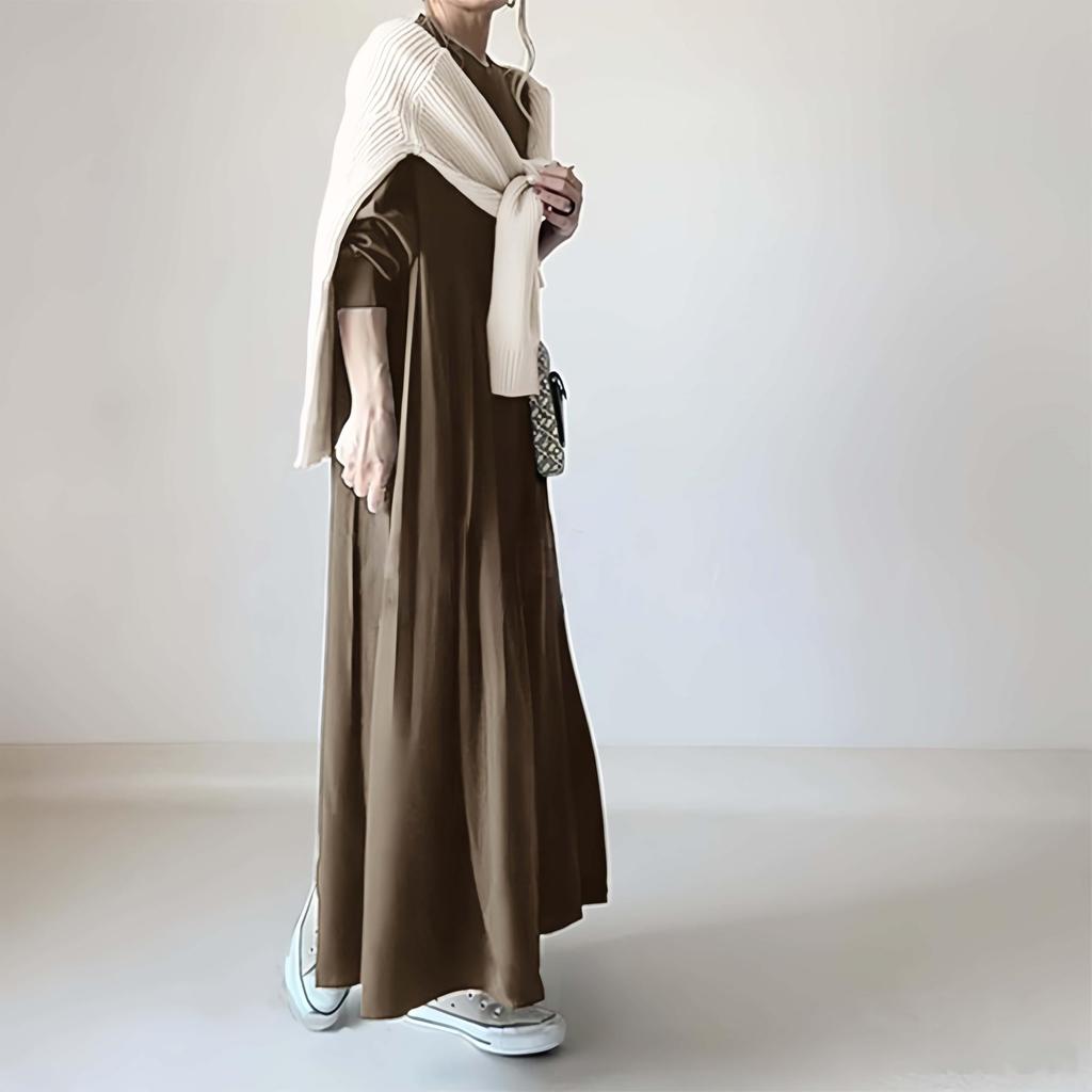 Long Solid Plus Long Casual Beautiful [BXINF] Women's Dress, Color, Size, Figure-Flattering, Slimming, Sleeve, Dress, Spring, Autumn, Outings,
