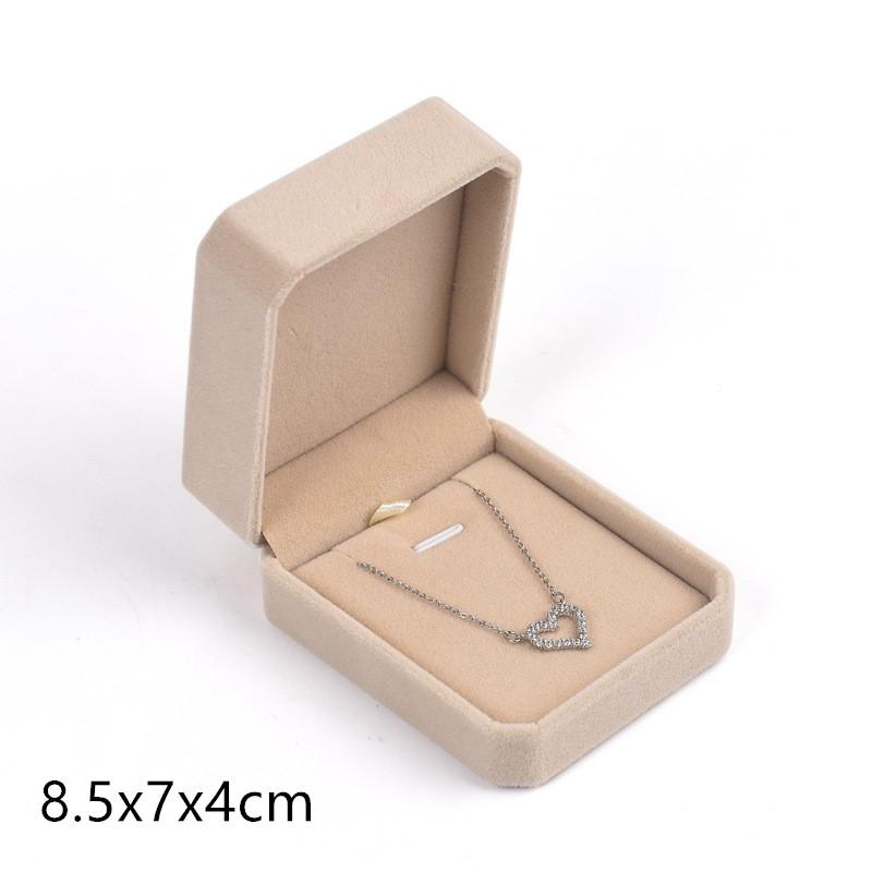 Beige Velvet Octagon Jewelry Box Necklace Pendants Bracelets Box Rings Earrings Box Jewelry Storage Display Jewelry Package Case
