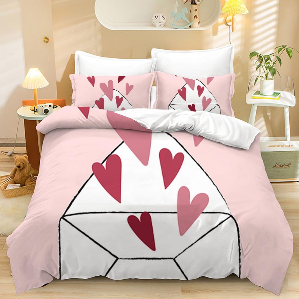 3D Valentine's Day Duvet Cover 2/3 Pieces Romantic Love Bedding Set King/Queen Bed Full Size Luxury Duvet Cover Love Couple Cover