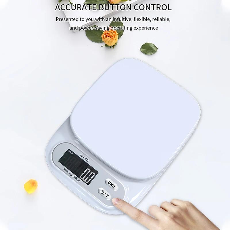 Digital Kitchen Scale 7kg/1g 3kg/0.1g Electronic Scales with LCD Battery/Rechargeable Food Scale Balance Weighing Baking Tools