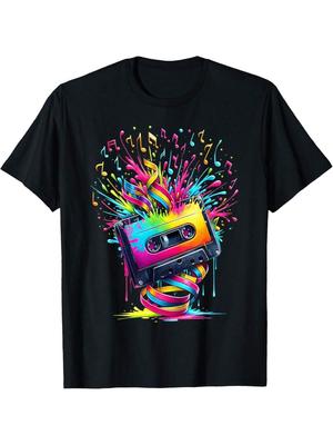 80s 90s Music Notes Cassette Tape Music T-Shirt