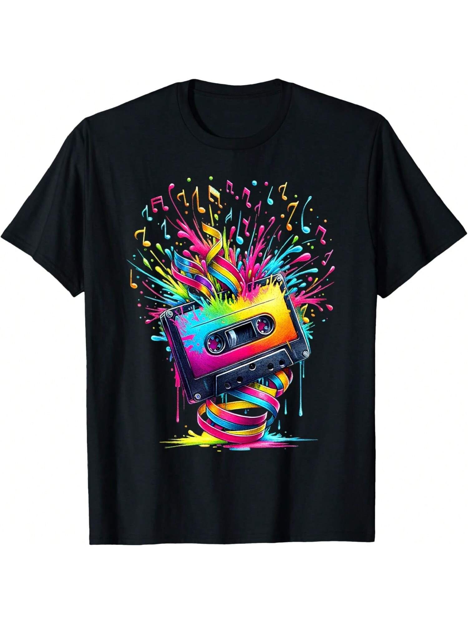 80s 90s Music Notes Cassette Tape Music T-Shirt S разноцветный