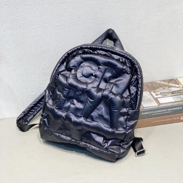 

Женский рюкзак, пуховый рюкзак с буквенным принтом, осенне-зимний модный хлопковый однотонный школьный рюкзак большой вместимости One Size