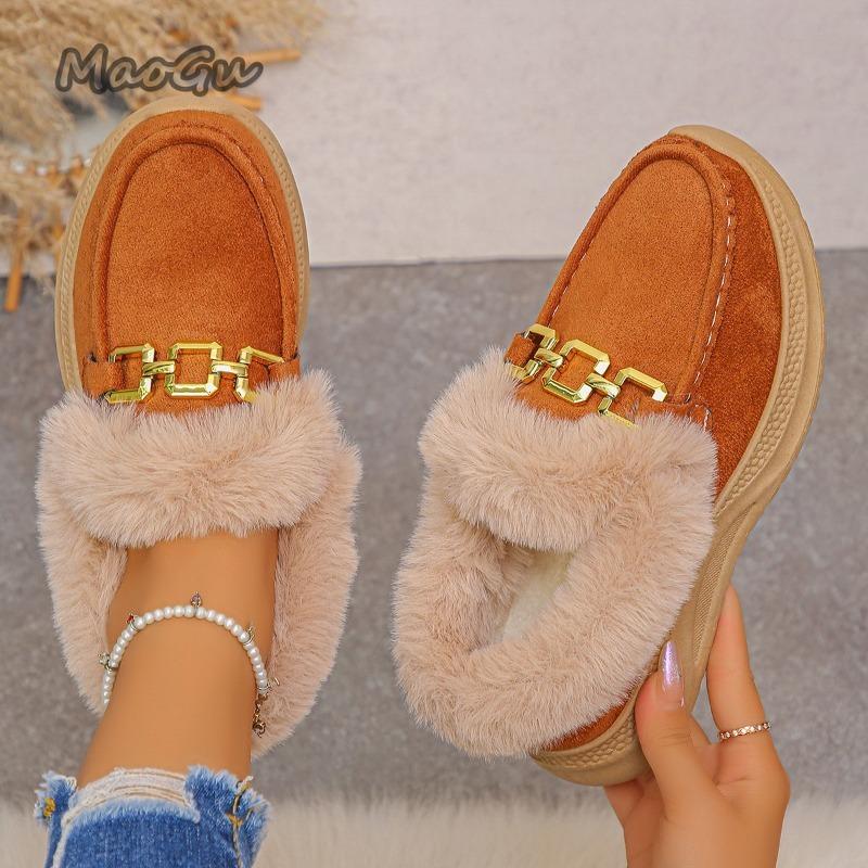 Winter Metal Buckle Plush Cotton Shoes Women s 2026 Plus Size 36-44 Thick Sole Warm Furry Casual Sneakers Zapatillas De Mujer 44 оранжевый 3690₽