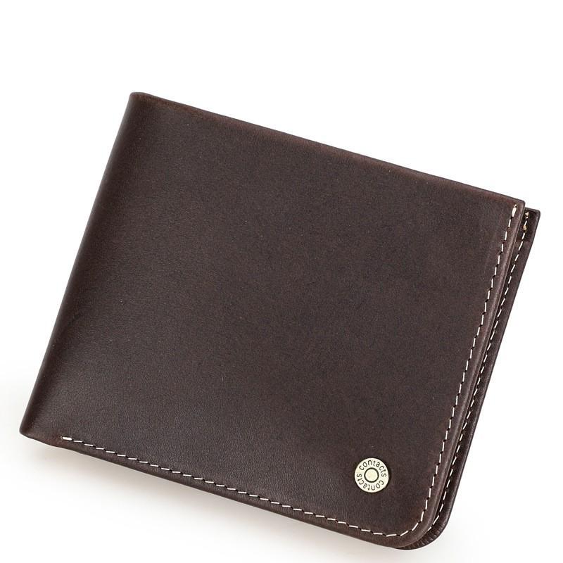 RFID Anti-theft Brush Full Grain Cowhide Fashionable Ultra-thin Men s Wallet Leather Horizontal 12x1x10 кофейный