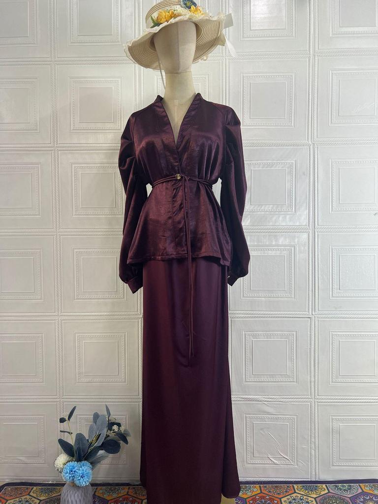 2025 Autumn: Women's V-Neck Long-Sleeve Cardigan & High-Waisted Skirt Set