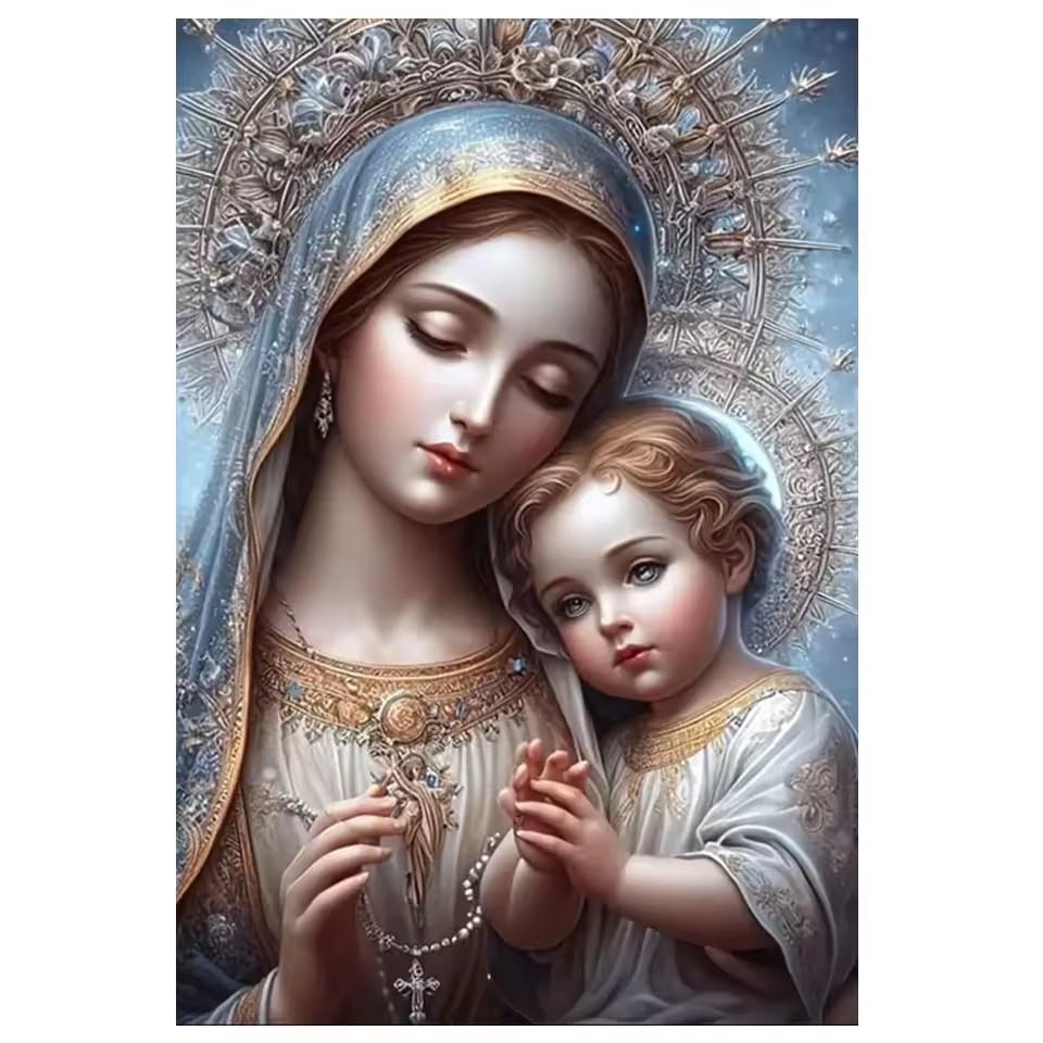 

5D Алмазная Живопись Искусство Сделай Сам Дева Мария Младенец Молитва Алмазная Вышивка Стразы Вышивка Крестом Мозаика Украшение для Дома Full Round 30x40CM