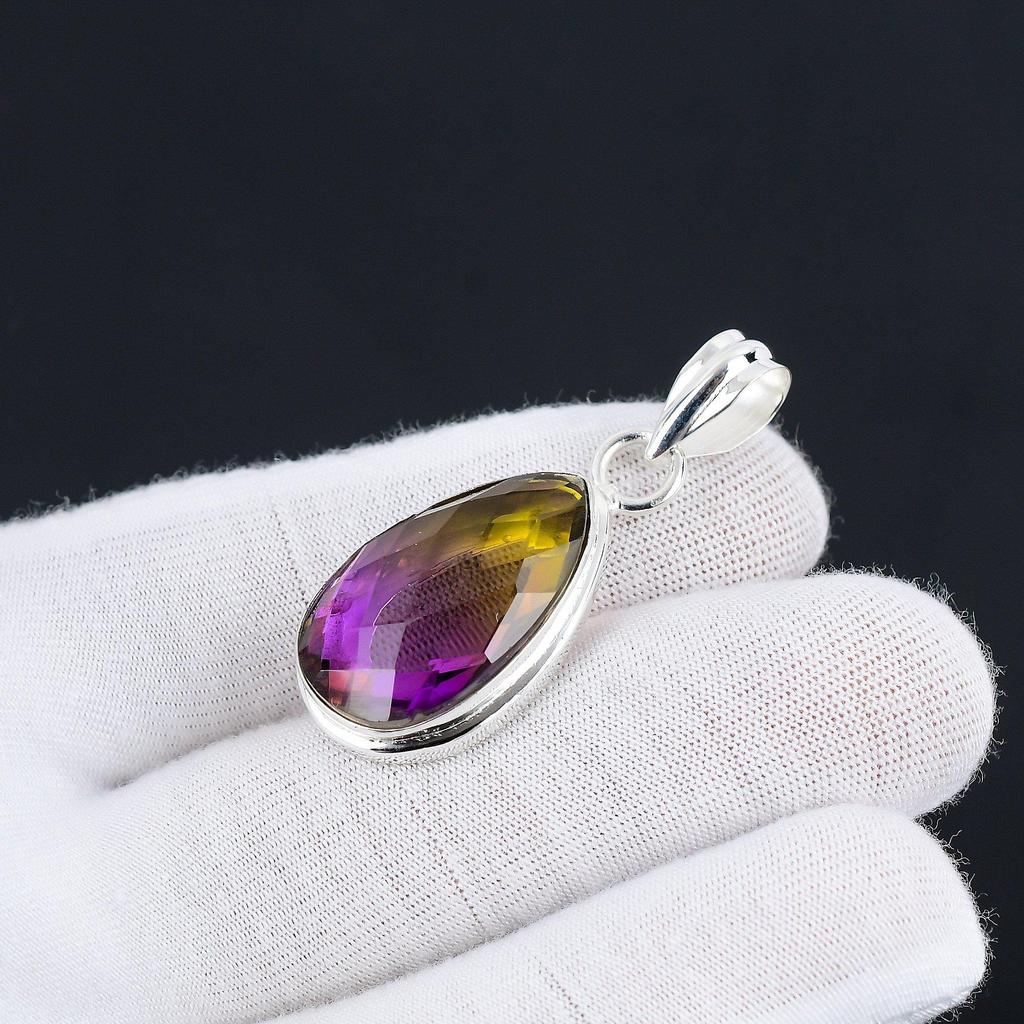 Ametrine Gemstone Handmade 925 Sterling Silver Jewelry Pendant Pear Shape Pendant Ametrine Gemstone Pendant For Gifts For Mom