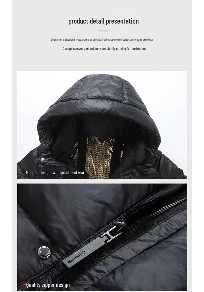 Unisex Black Gold Thick Winter Hooded Jacket - New Style