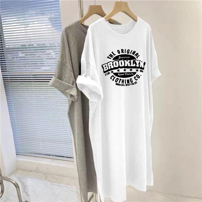 

Жіноча футболка-сукня великого розміру вільного крою з круглим вирізом та короткими рукавами, сукня в довгому розслабленому стилі, сукня для сну довжиною до коліна M темно-сірий