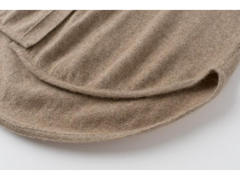 Uvolněný polokošilový límec 100% čistý kašmírový kardigan - Svetr střední délky