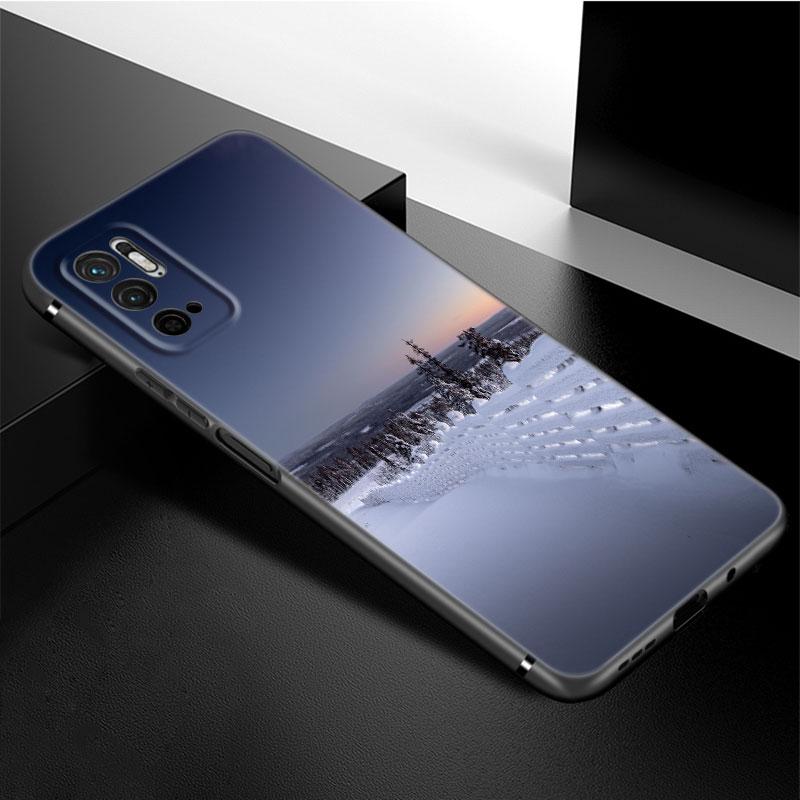 Landscape Winter Light Snow Phone Case For Xiaomi Redmi Note 11 10 9 8 Pro 11T 5G 10T 10S 9S 9T 9i 9C 9A 8T Soft TPU Black Cover