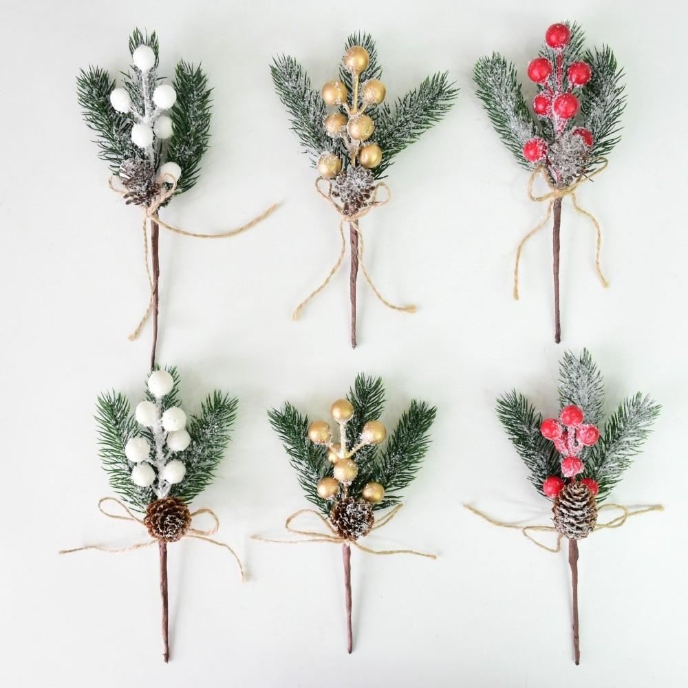 Snowflake Christmas Decoration Pine Cone Christmas Berry Lifelike Artificial Pine Branch Home