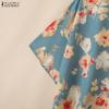 ZANZEA Women Casual Round Neck Half Sleeve Loose Floral Blouse