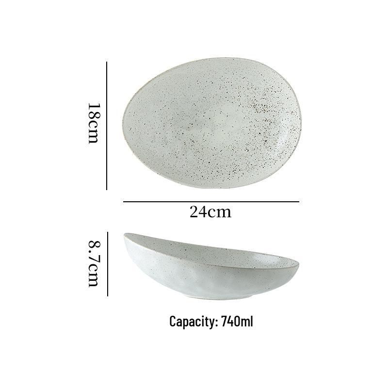 Japanisches Retro-Keramikgeschirr: Grobes Steingut Dessert-, Suppen- und Pastateller für Restaurants oder Hotels