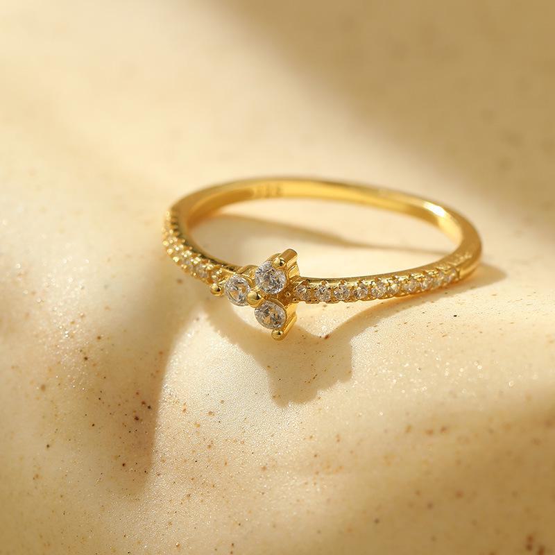 Banyan Tree S925 Silver Luxury Diamond Korean Ring - Women's Simple Versatile Index Finger Silver Jewelry