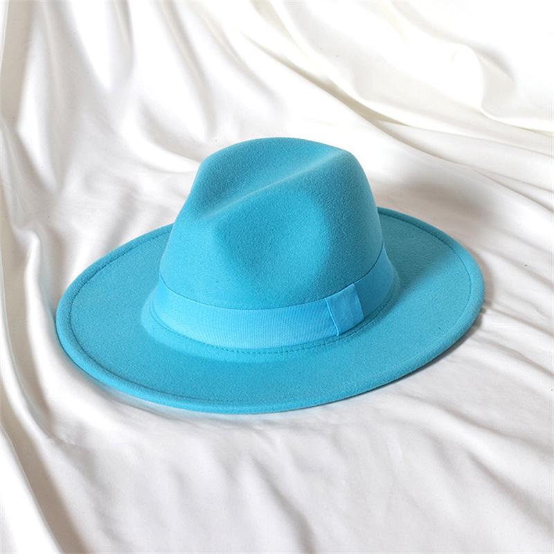 Skórzany Różowy Kapelusz Fedora z Szerokim Rondem Jazzowy Kapelusz Jesień/Zima Klasyczny Elegancki Kapelusz Panama Kapelusz Dżentelmena Sombrero