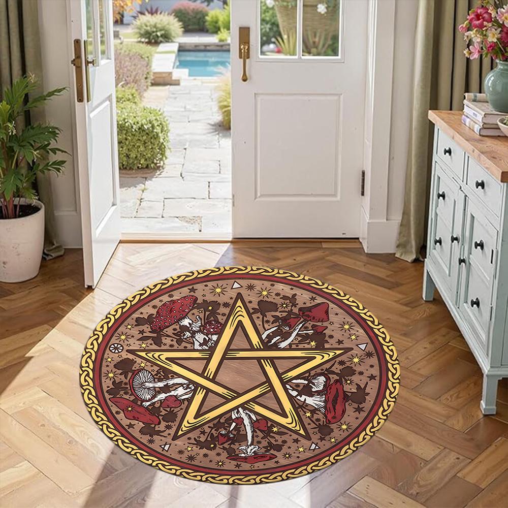 Magic Pentagram Round Floor Mat Perfect for Study Room Balcony Bedrooms Dormitory Antislip Round Carpet Decorate Offices Gift for Festivals