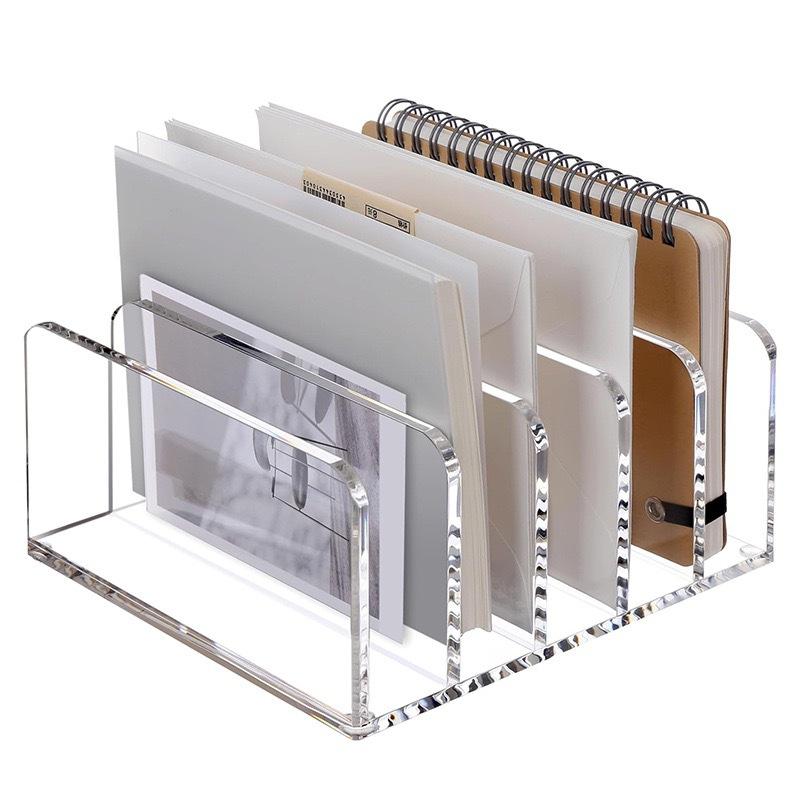 5 Grids Office Document Transparent Acrylic Student Book Rack Plastic Record Rack Desktop Eye Shadow Palette Powder Storage Box