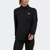 Adidas Solid Color Logo Print Stand Collar Half Zip Sweatshirt Women Sweatshirt Black HD3916