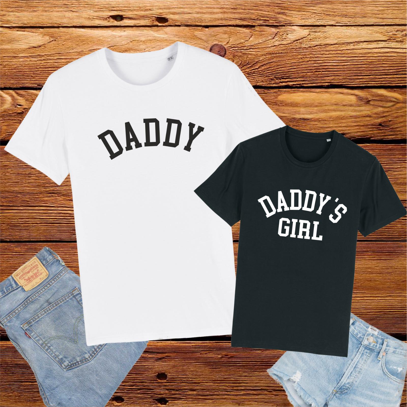 MATCHING Daddy Daddy s Girl College Text T-Shirt Mens Womens Tees Top Father Daughter Parent XL