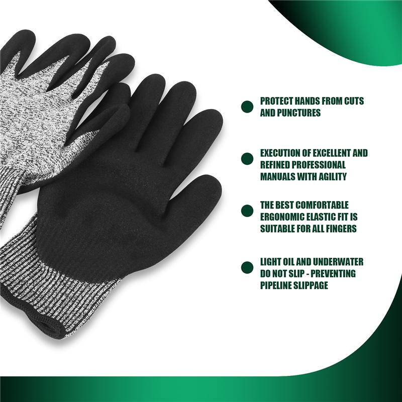 A20F-Level 5 Cut Resistant Gloves 3D Comfort Stretch Fit, Durable Power Grip Foam Nitrile, Pass  Food Contact, Smart Touch, T