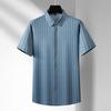 Men's Plus Size Mulberry Silk Blend Striped Short Sleeve Shirt