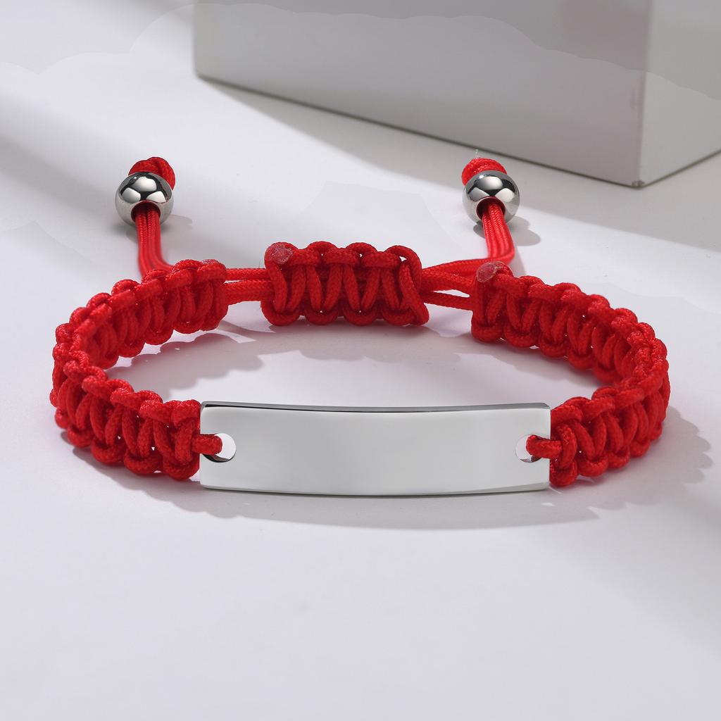 Engraved Personalized Rope ID Bracelet Braided Adjustable Couples Woman Man Custom Name Initials Wristband Father Boyfriend Gift