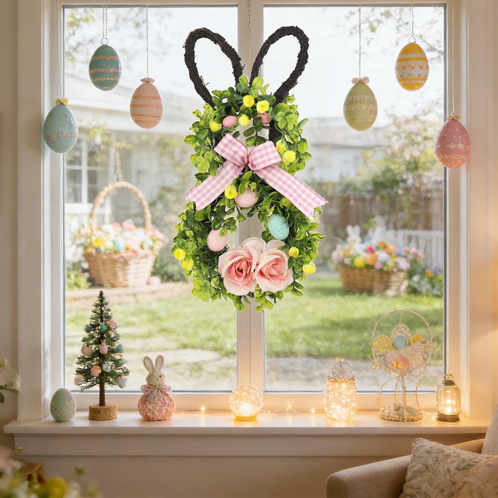 Easter Bunny Flower Garland Decorative Easter Flower Garland - Foldable Home Decoration Item