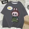 Labubu Cute 3D Print Women T-shirt Girl Short-Sleeved Versatile Casual Trend Clothes