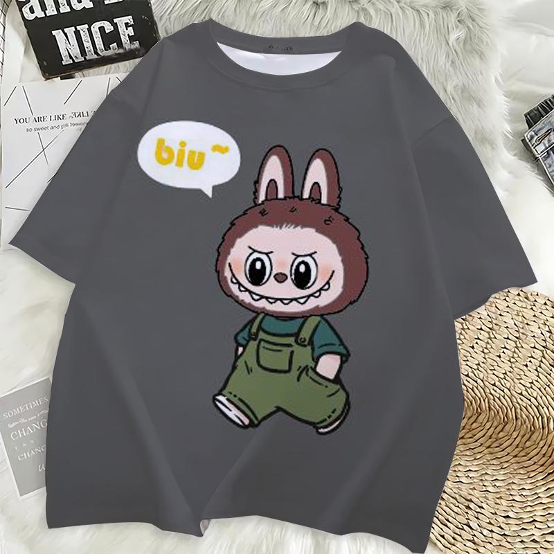 Labubu Cute 3D Print Women T-shirt Girl Short-Sleeved Versatile Casual Trend Clothes