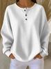 Women's Crew Neck Long Sleeve Waffle Knit Pullover Top Oversized Streetwear Solid Color Casual Blouse