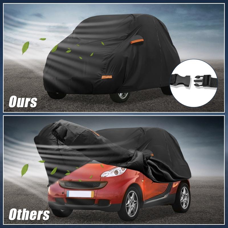Motoforti Car Cover for Smart Fortwo 2007- 210D-PU Outdoor Full Car Cover All Weather with Door Zipper