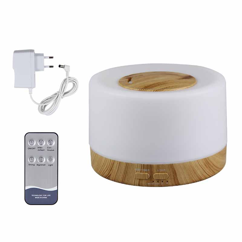 500ML Aroma Humidifier Ultrasonic Cool Mist Diffuser with Colorful LED Light Wood Grain Scent Diffuser for Bedroom Home Office