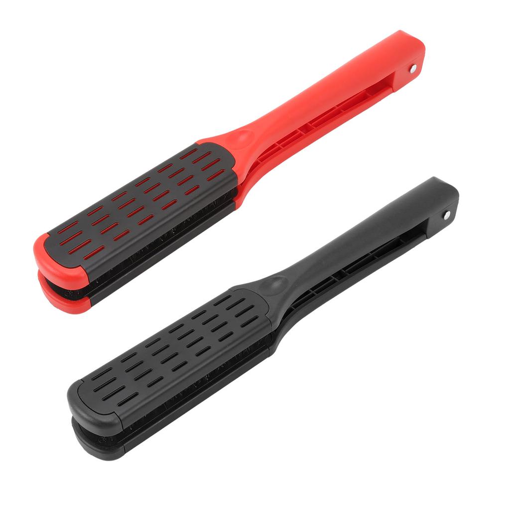 Clamp Hair Brush Straightener Flat Hair Styling Smoothing Tool Anti Static Hollow Vent V Shaped Doub