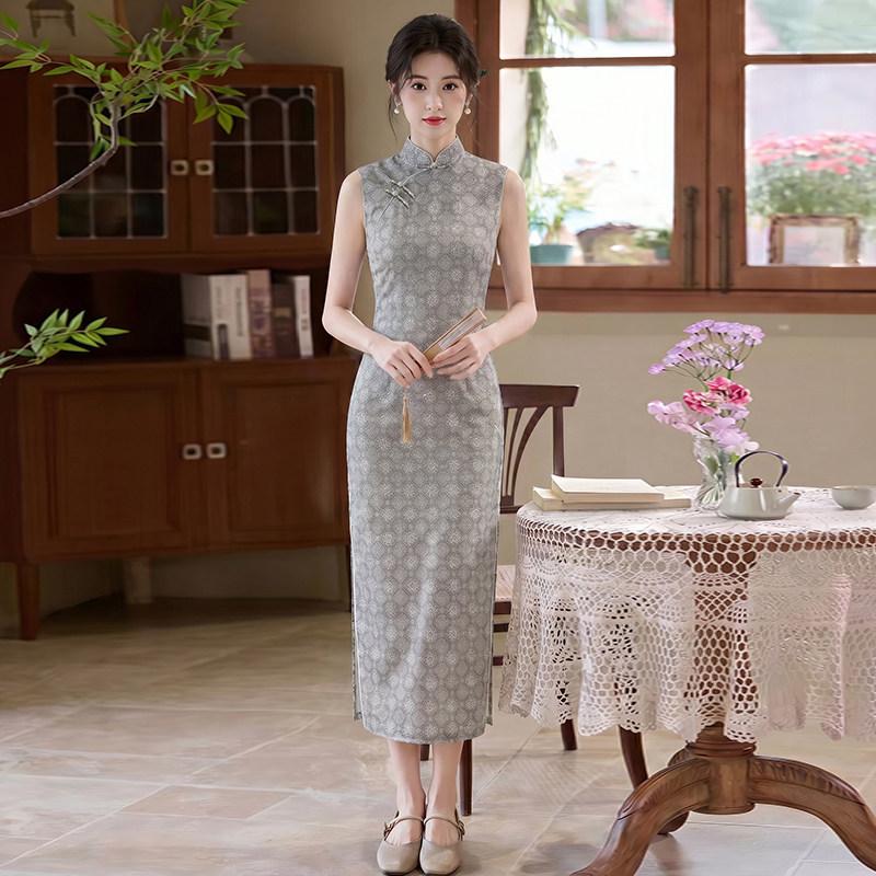 Sleeveless national style new Chinese daily Suzhou long cheongsam improved young 1011 new women's high sense summer