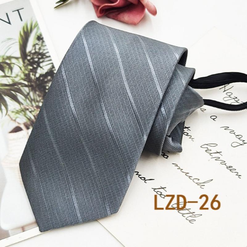 Men's Formal Business Tie with 8cm Zipper, Striped Black Tie, No Knotting Required.