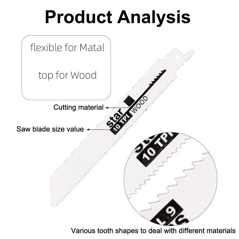 Universal Woodworking And Metal Cutting Reciprocating Saw Blade For DIY And Professional Use, Coarse And Fine Teeth