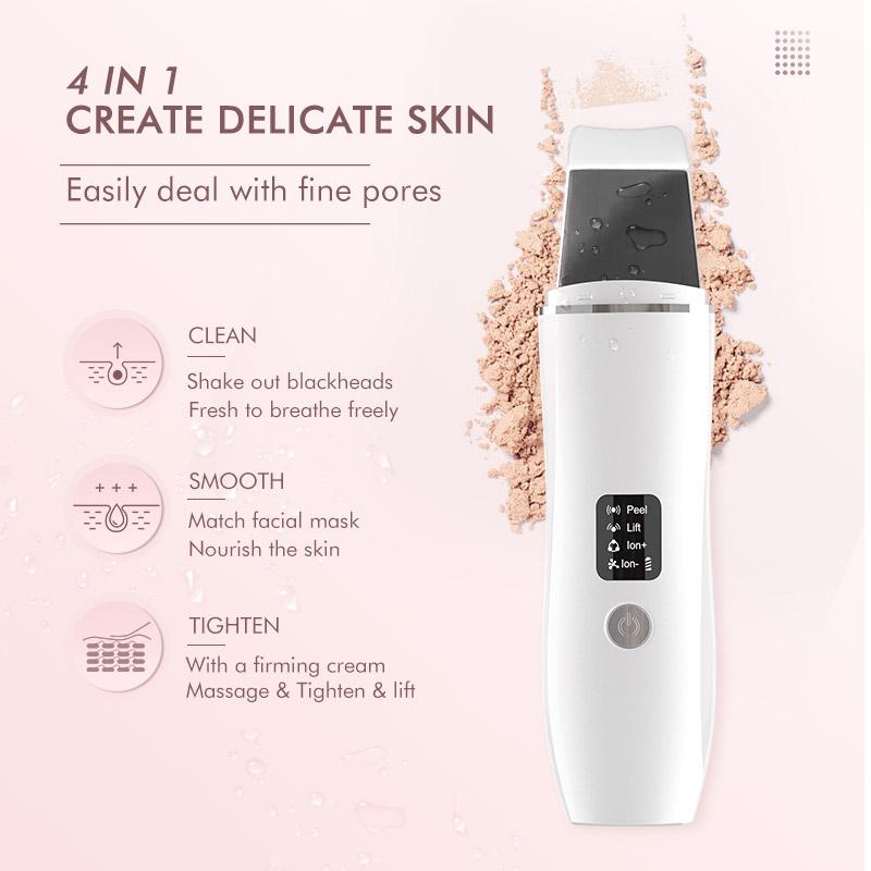 Electric Ultrasonic Skin Scrubber Vibration Face Spatula Peeling Blackhead Remover Facial Lifting Cleansing Ultrasonic Skin Care
