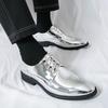 Luxury Silver Man Patent Leather Shoes Large Size 38-50 Party Dress Wedding Shoes Men Pointed toe Leather Shoes Designer Oxford
