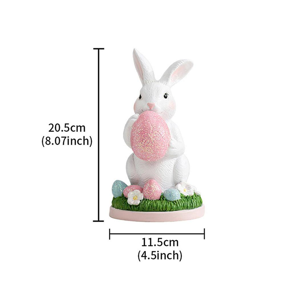 Easter Bunny Statue Collectible Creative Holiday Decor Cute Resin Ornament Rabbit Sculpture for Party Indoor Desk Table Walkway