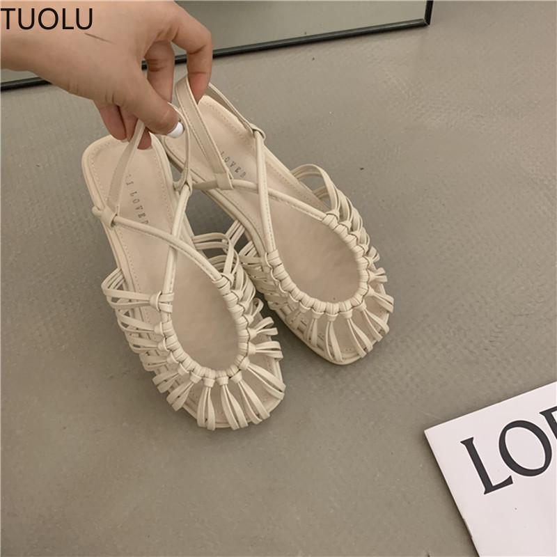 Fashion Women's Gladiator Sandals New Summer Breathable Closed Toe Flat Sandals Female Slipers Women Soft Beach Slides Rome Shoes Mujer