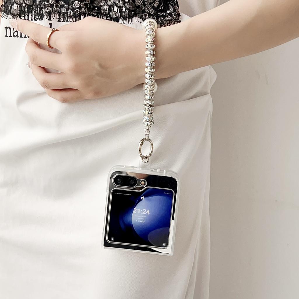 Applicable to Samsung Galaxy ZFlip6 mirror folding mobile phone case bracelet butterfly zflip5 folding mirror hard case