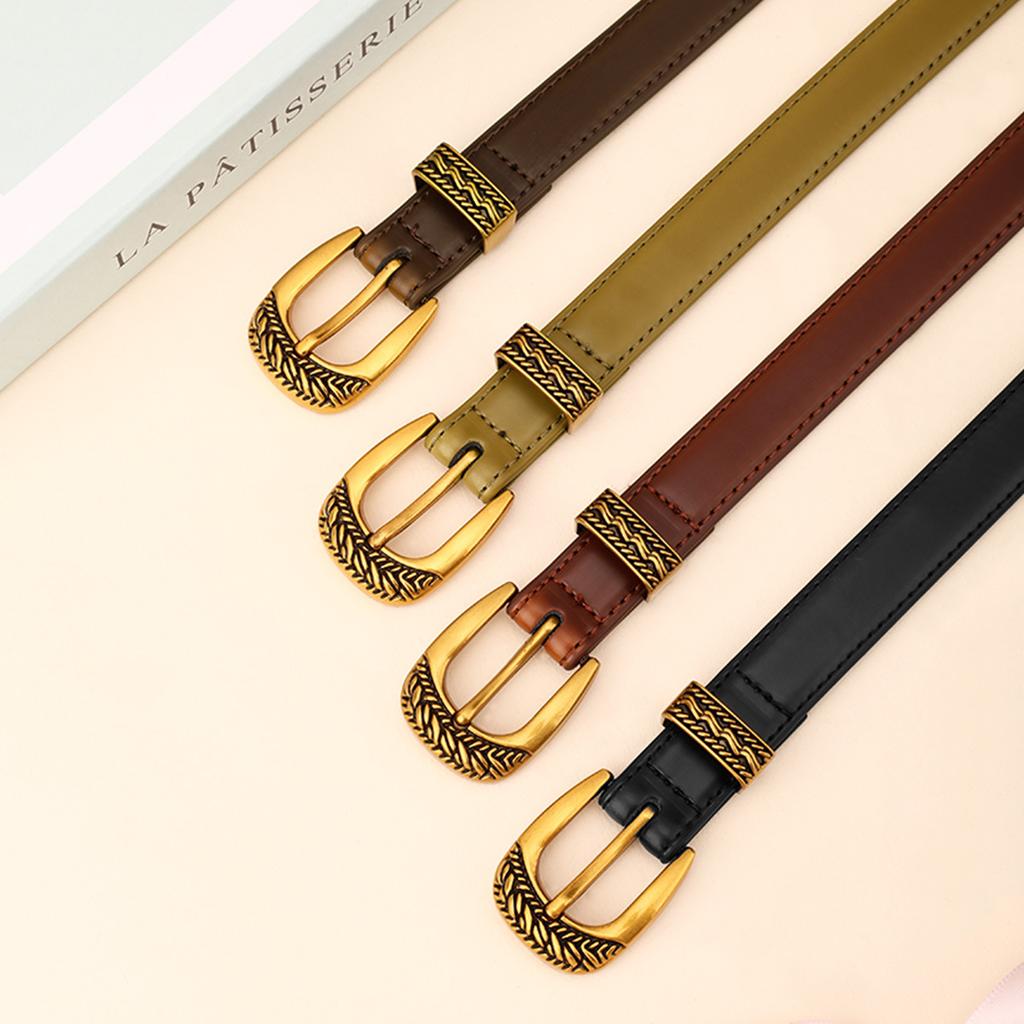 Damski Pasek z Prawdziwej Skóry Gładka Klamra Damski Cienki Pasek Modne Jeansy Spodnie Casual Sukienka Dekoracyjna Spódnica Damska