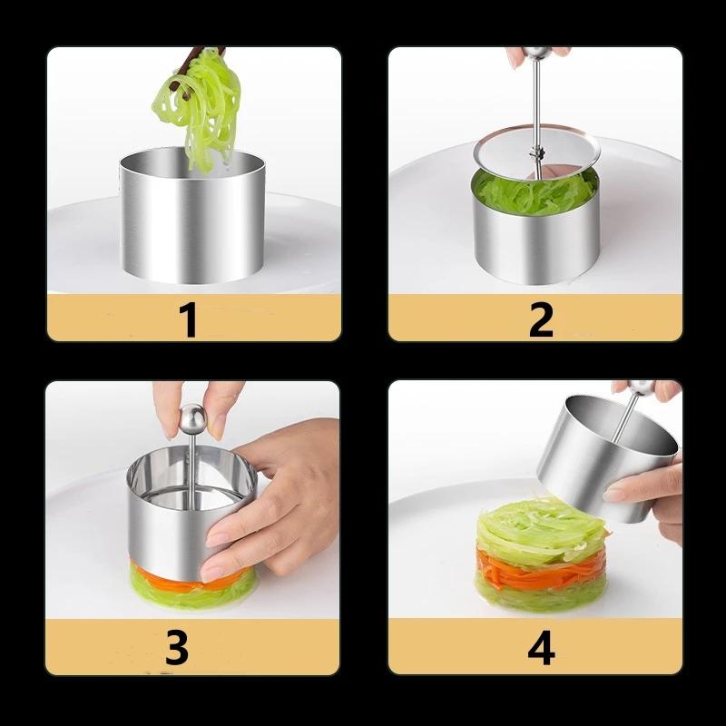 Runde Mousse-Form Edelstahlring mit Deckel Lebensmitteldekorationswerkzeuge - Herstellen Rostfreier Teigwaren-Reiskugel-Sushi Kochwerkzeuge