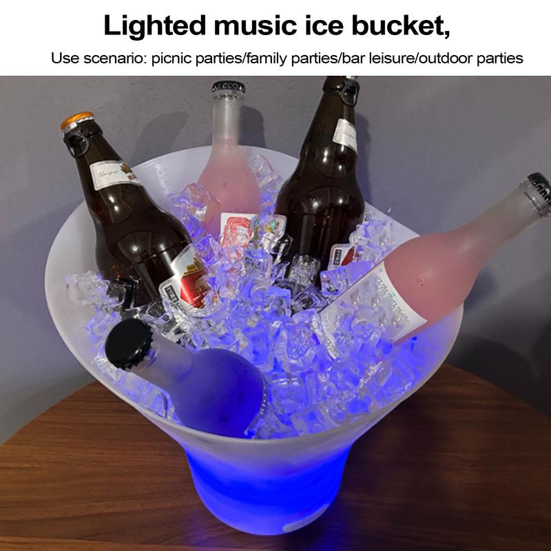 LED Ice Bucket 7L Light-up Colorful Radiant Ice Bucket Waterproof Lighted Drink Containers With Built-in Wireless Speaker For