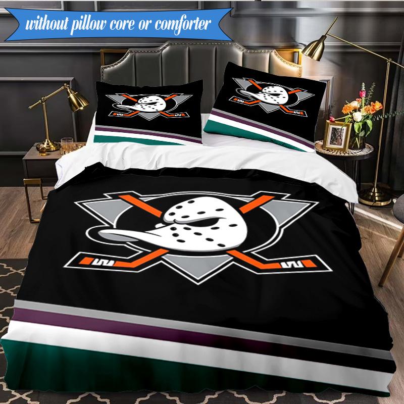 Set Biancheria da Letto 3 Pezzi Squadra di Hockey Anaheim Ducks Stampa 2D (Include 1 Copripiumino + 2 Federe Senza Imbottitura), Decorazione camera da letto, Regalo ventilatore