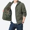 Frühlings- und Herbst Herren Mittel- und Jung Outdoor Freizeitjacke Mehrfach-Taschen Kapuzenjacke Armeegrün Jacke Große Größe Jacke